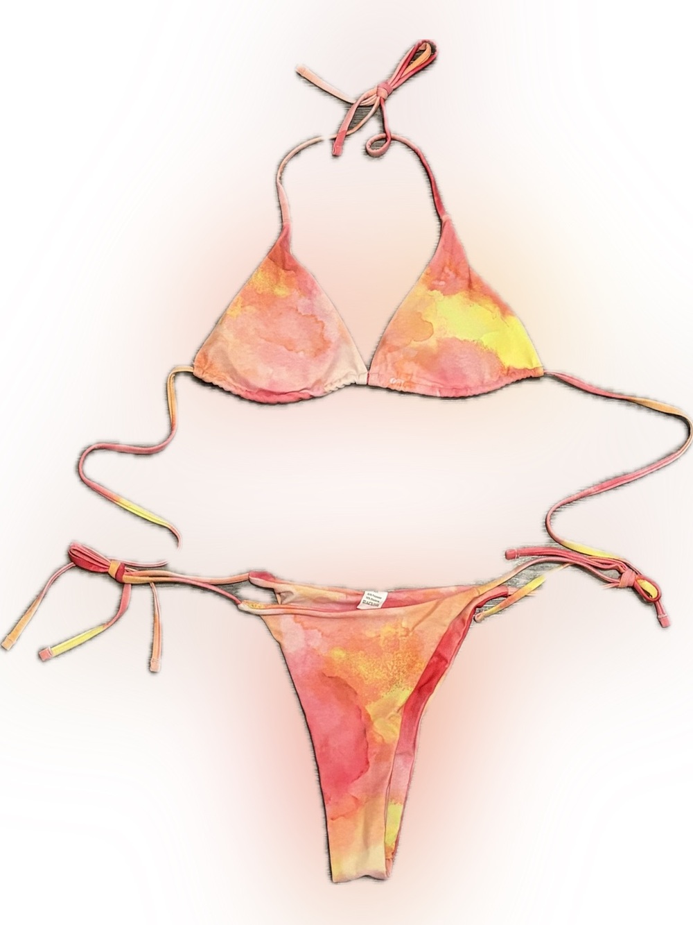 NWOT Women’s Pink Orange Tie-Dye Triangle Bikini Set